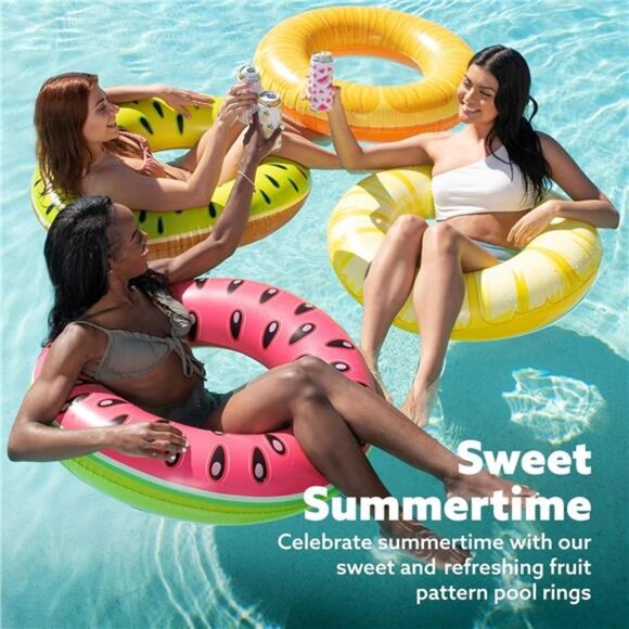 4 Pack‎ Inflatable Pool Floats, Pool Tube Rings, Swim Tubes, Floaties for Kids - Picture 2 of 7